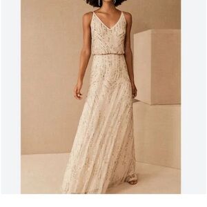 BHLDN I‎ Cream Fidelia Beaded Maxi - Oyster, Size 6, NWT